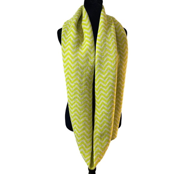 J. Crew Chevron Infinity Wool Blend Lime Green Scarf Women's O/S - Picture 1 of 7